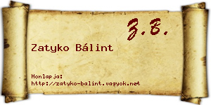 Zatyko Bálint névjegykártya